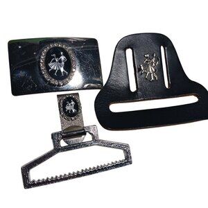 Vintage SQUARE DANCE WESTERN COWBOY BUCKLE &amp; HANKY SASH CLIP FITS 1.5"